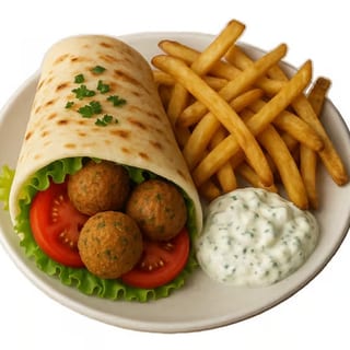 Falafel Wrap with Fries